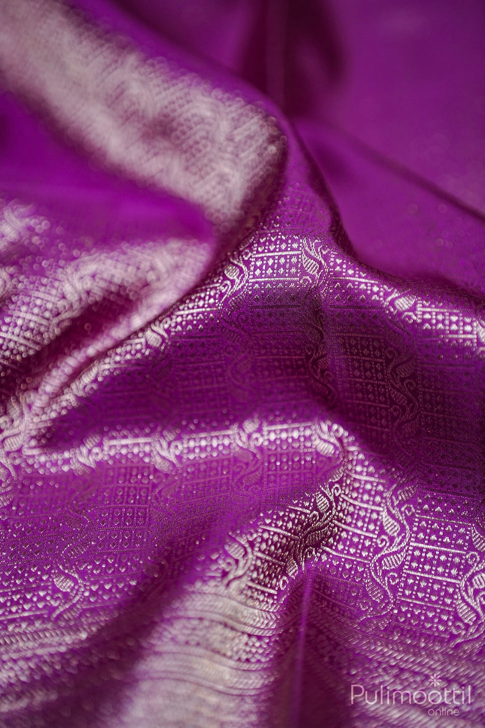 Violet Colour Kanchipuram Brocade Wedding Saree.