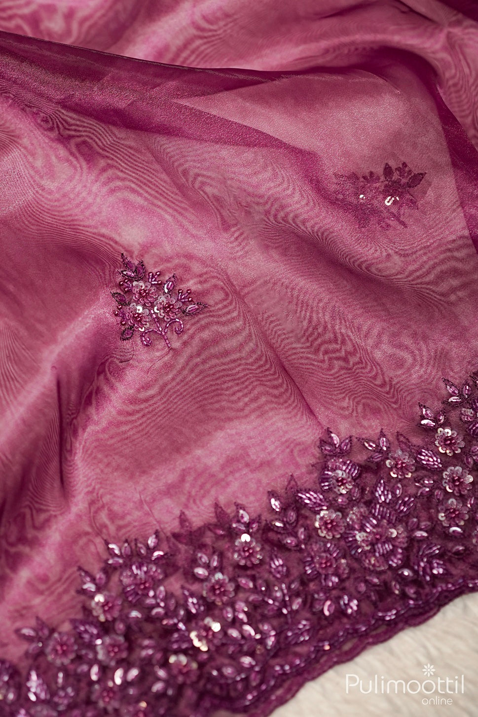 Purple Colour Orgenza Fancy Saree.