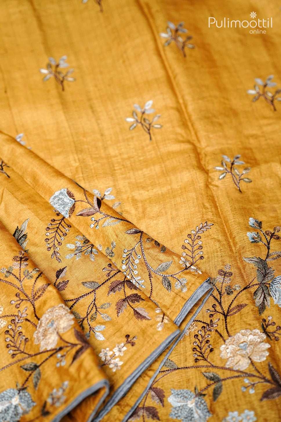 Mustard Yellow Jute Silk Saree.