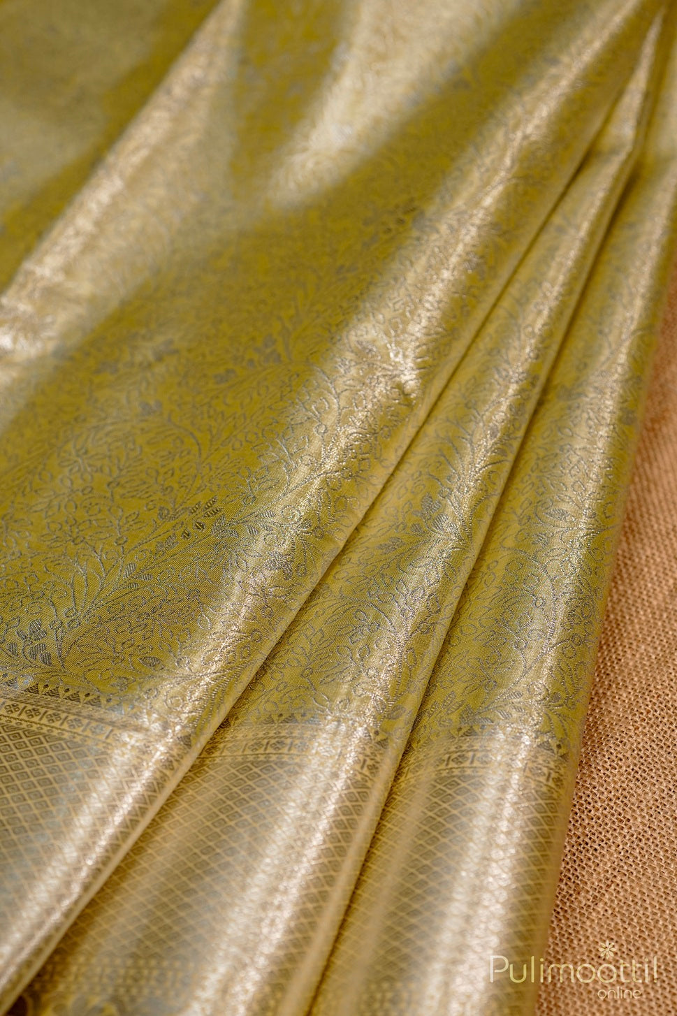 Canary Yellow Colour Art Silk Silver Tissue Wedding Saree.