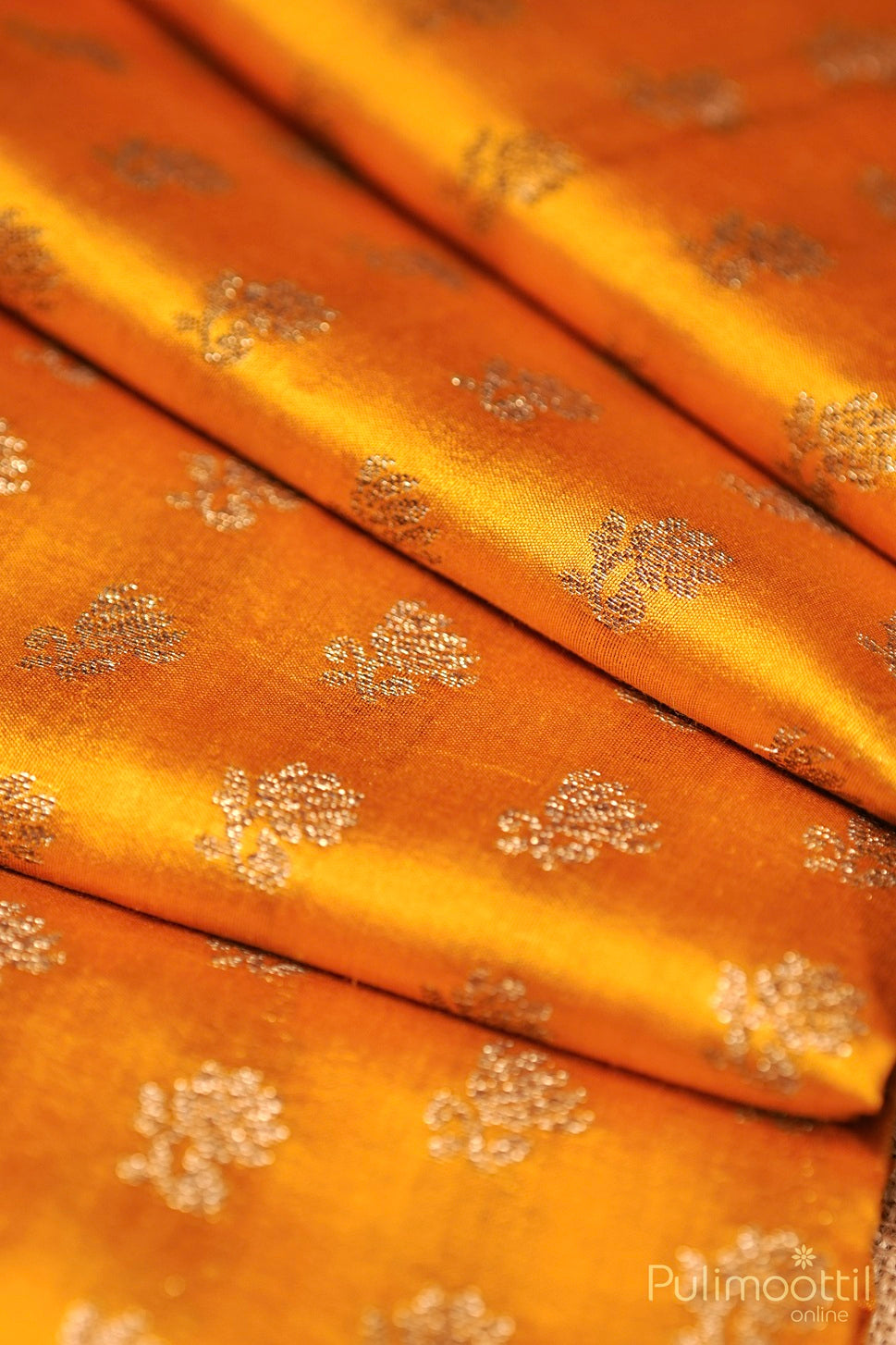 Mustard Yellow Chiniya Silk Saree.