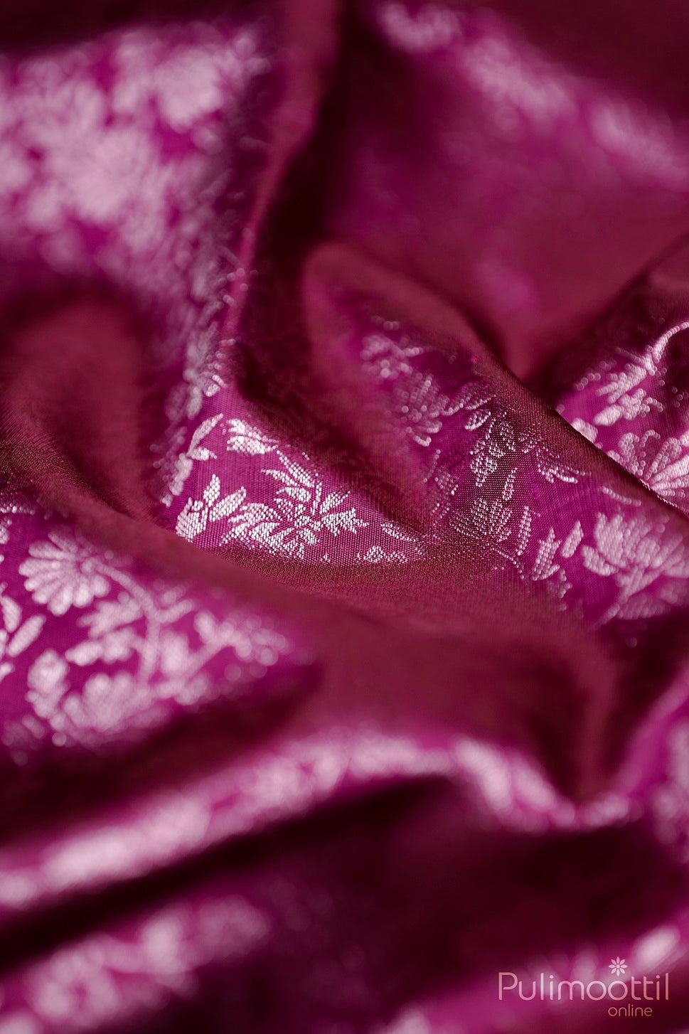 Dark Pink Kanchipuram Brocade Saree.
