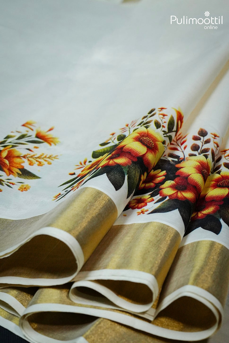 Kerala Cotton Digital Print Set Saree.