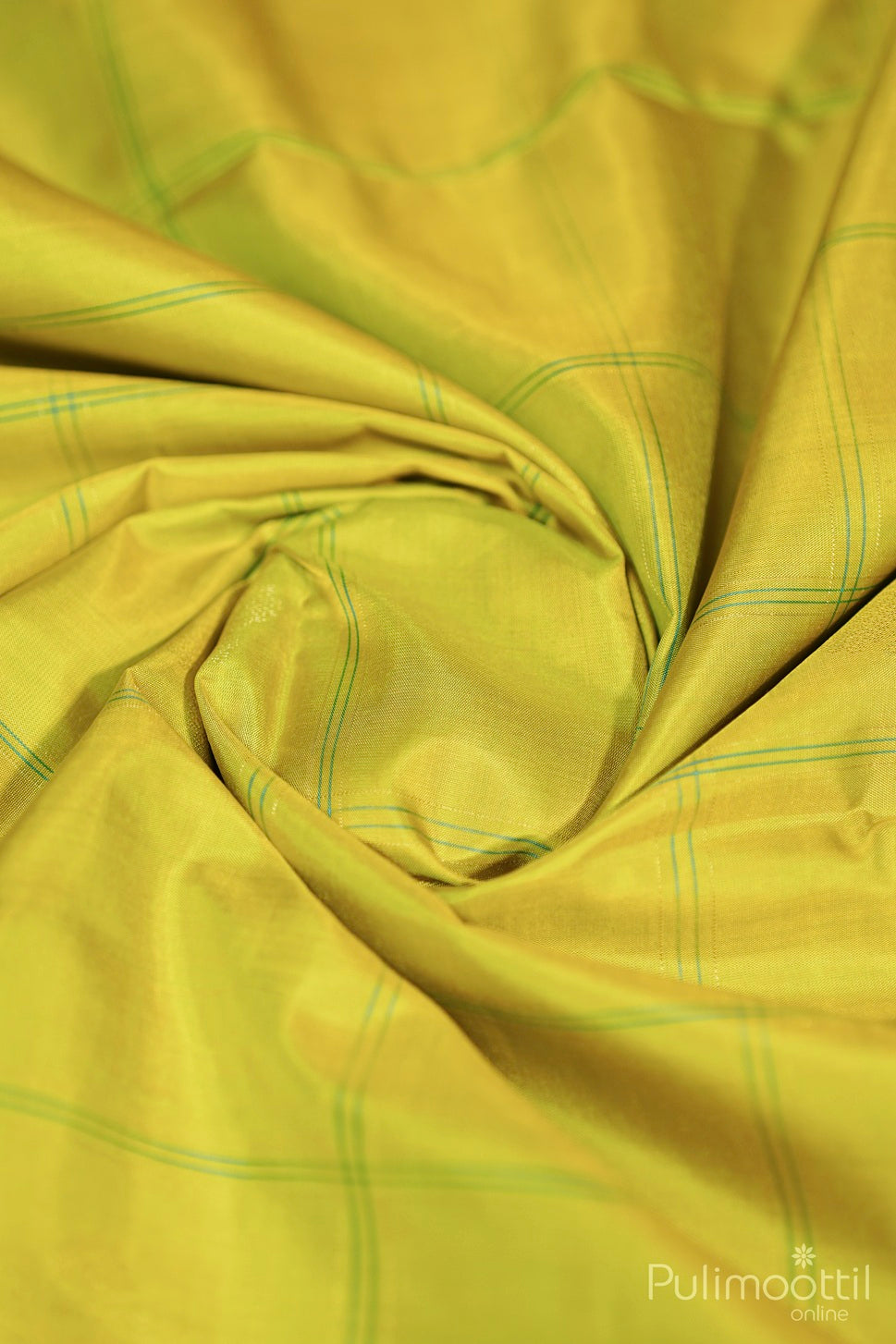 Yellow Green Kanchipuram Soft Silk Saree.
