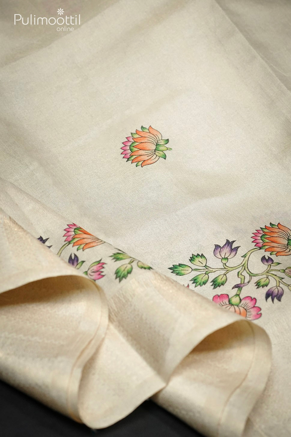 Kerala Cream Colour Cotton Set Saree.