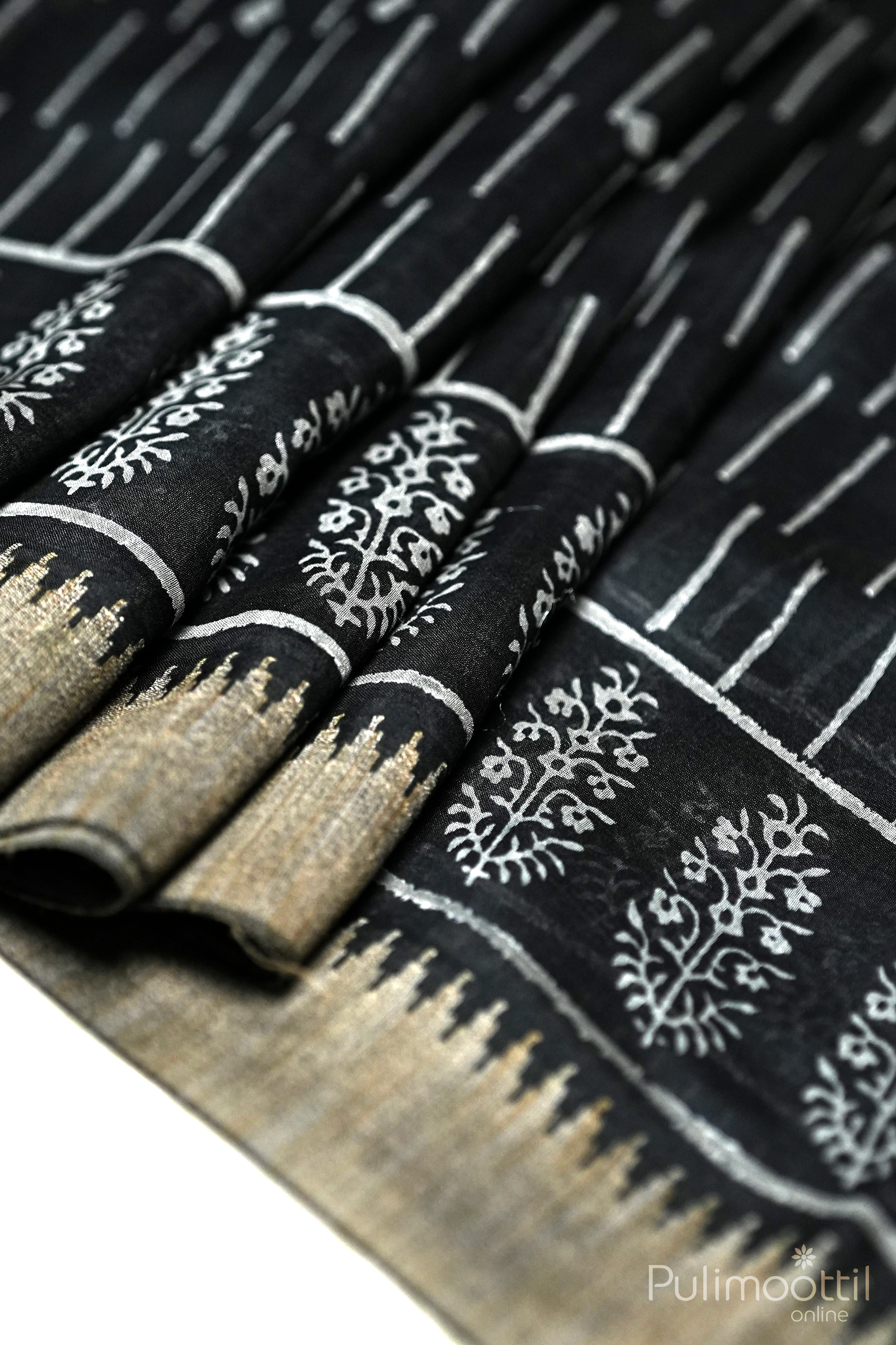 Black Chandheri Silk Saree.