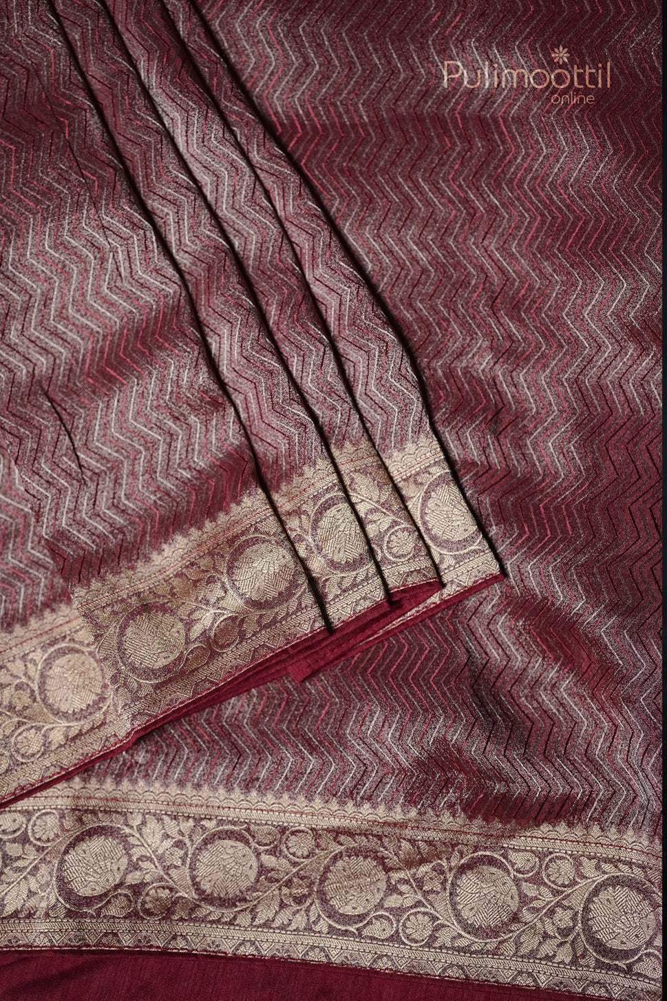 Maroon Colour Shimmer Banarasi Saree