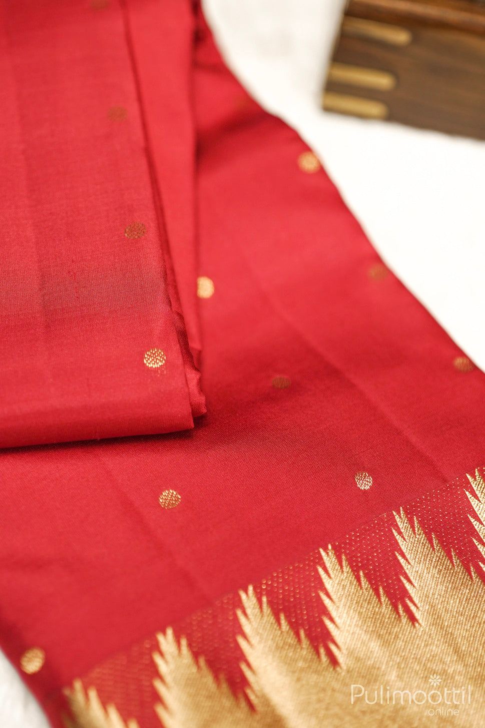 Chilly Red Kanchipuram Soft Silk Saree.