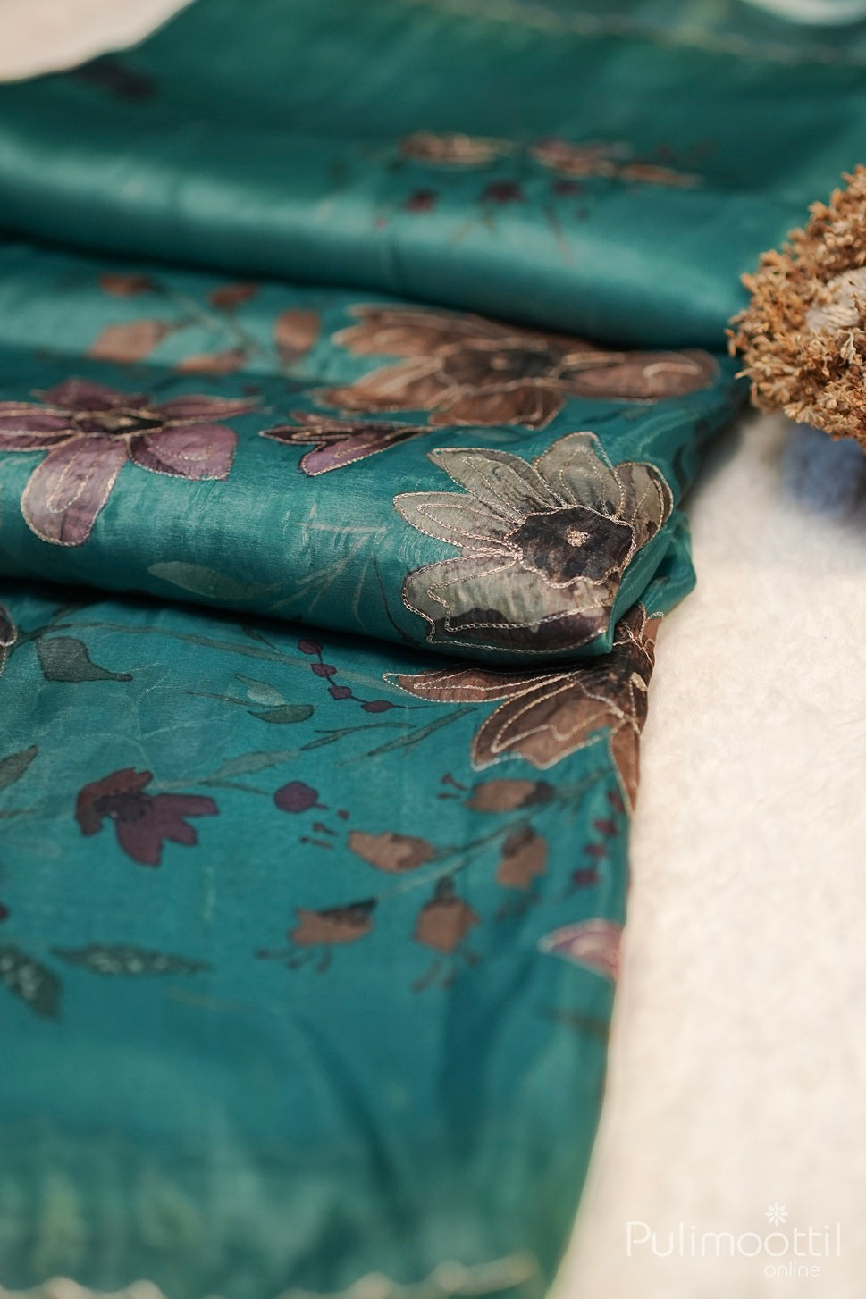 Peacock Green Colour Soft Organza Fancy Saree.