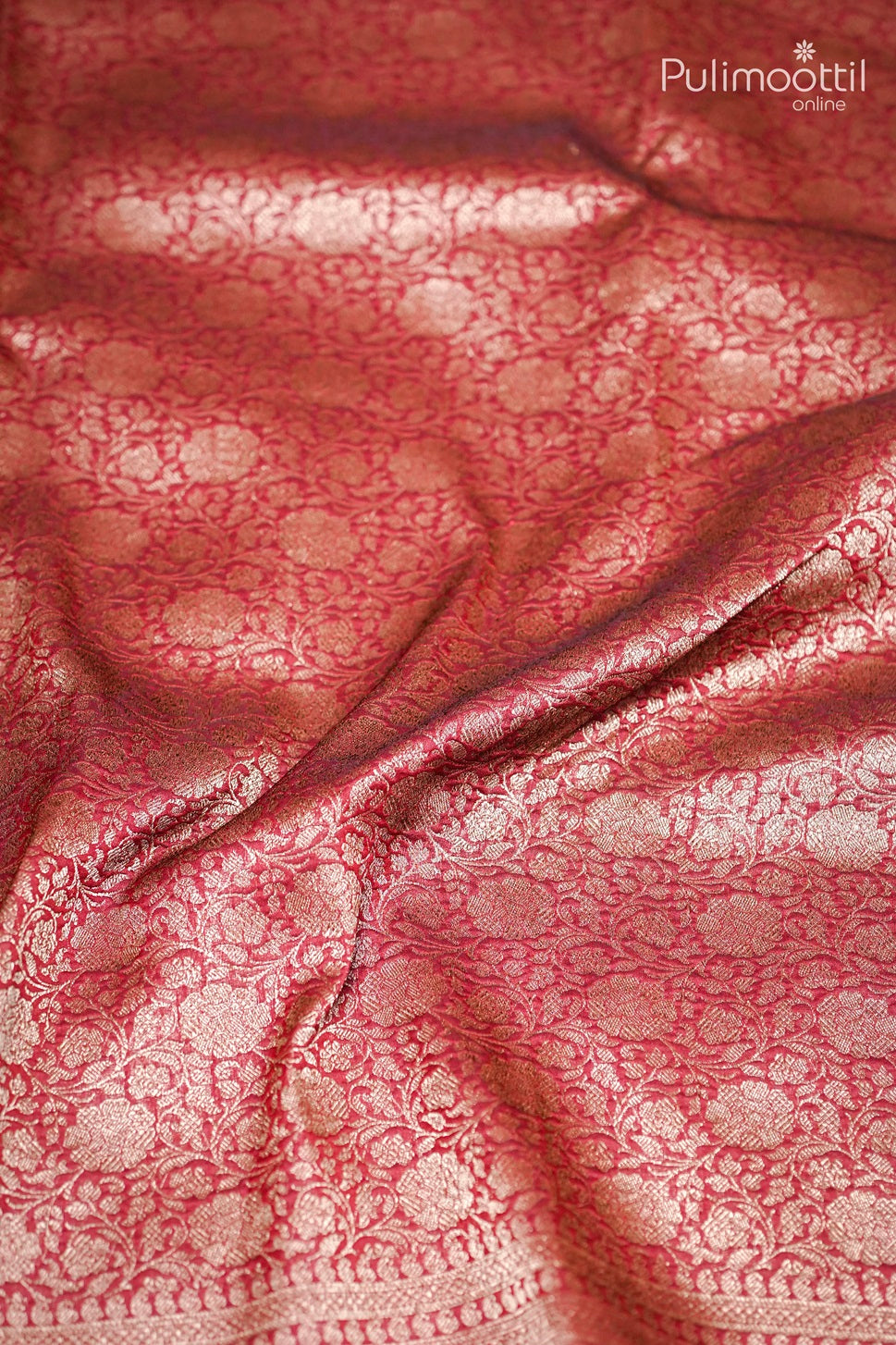 Dark Meroon Katan Banarasi Silk Saree.