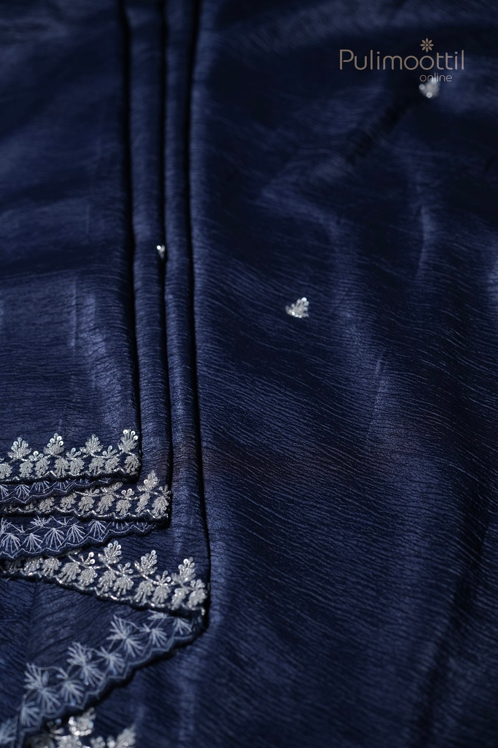 Dark Blue Colour Crushed Organza Fancy Saree