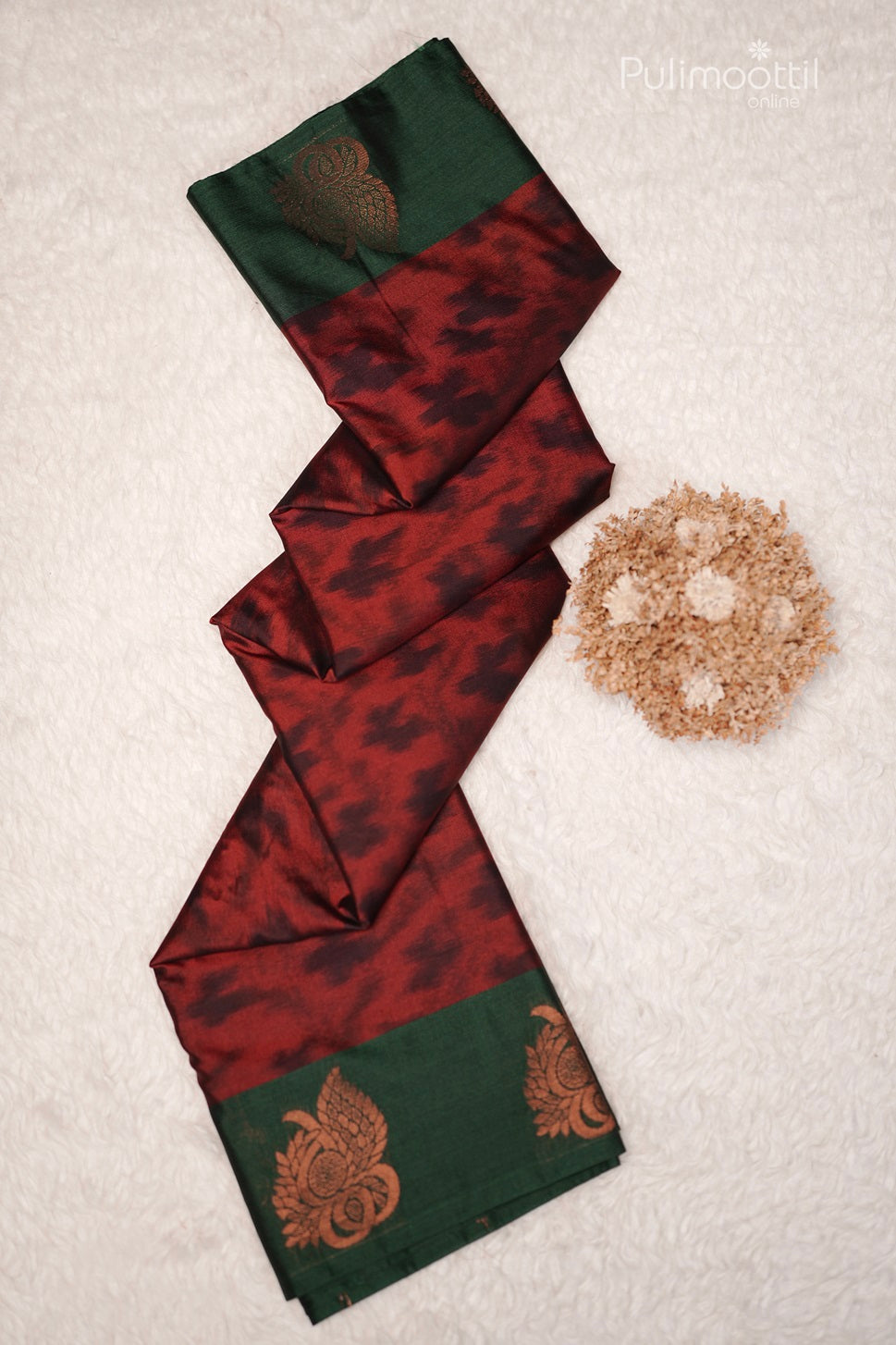 Red Colour Ekath Print Semi Kanchipuram