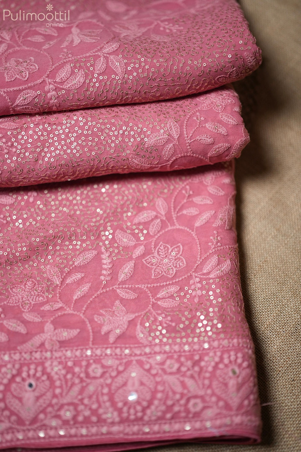Peach Pink Colour Georgette Fancy Saree