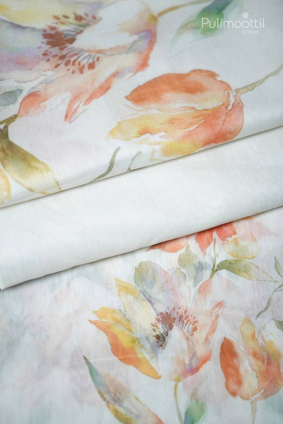 Off White Colour Floral Printed Fancy Saree