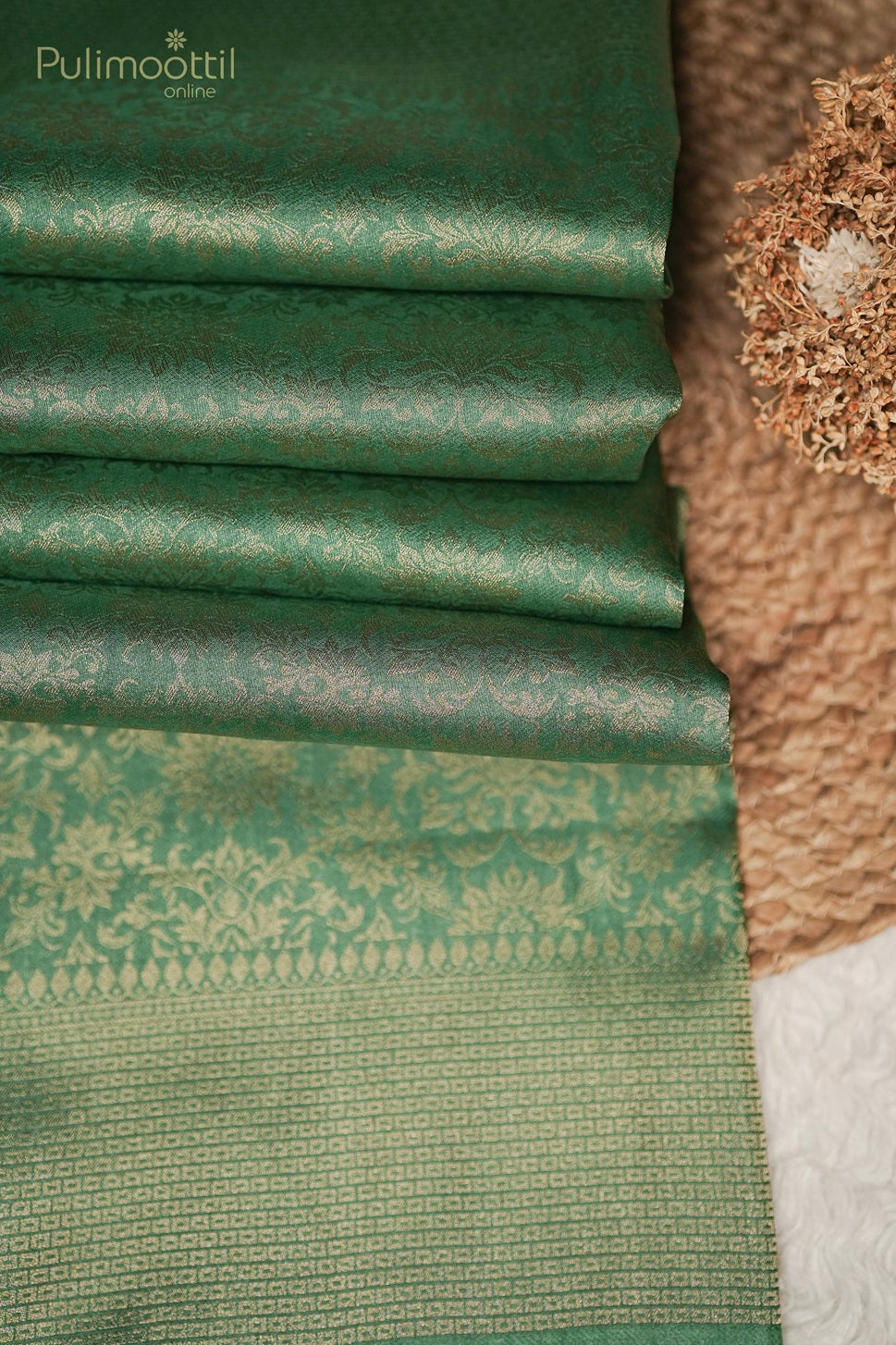 Jade Green Colour Kanchipuram Banarasi Silk Saree