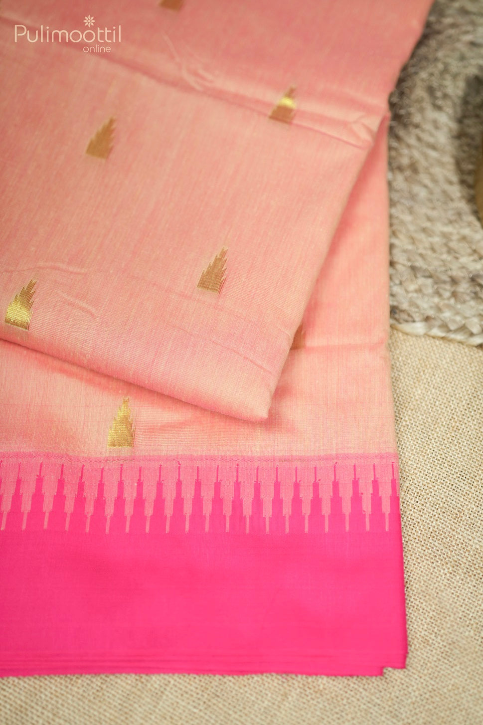 Light Salmon Colour Kalyani Cotton Saree