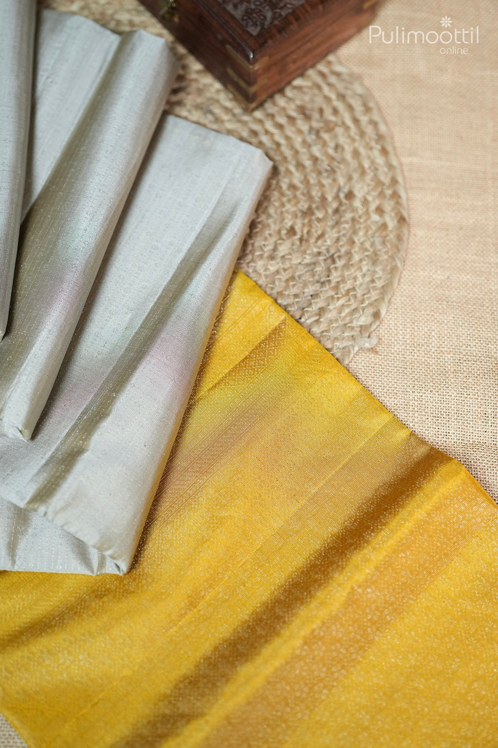 Ivory Colour Kanchipuram Designer Saree