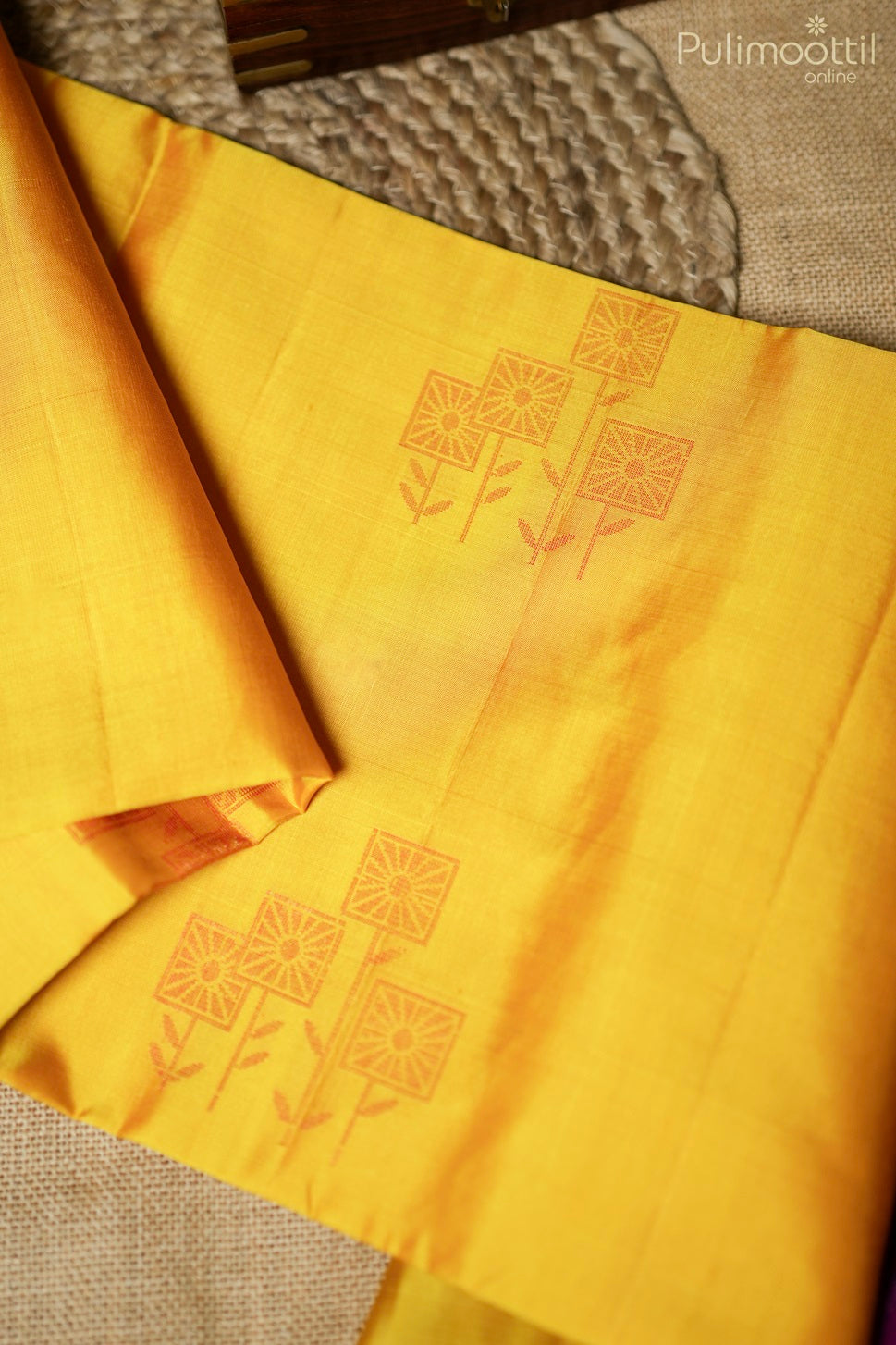 Mustard yellow-colored Kanchipuram soft silk saree