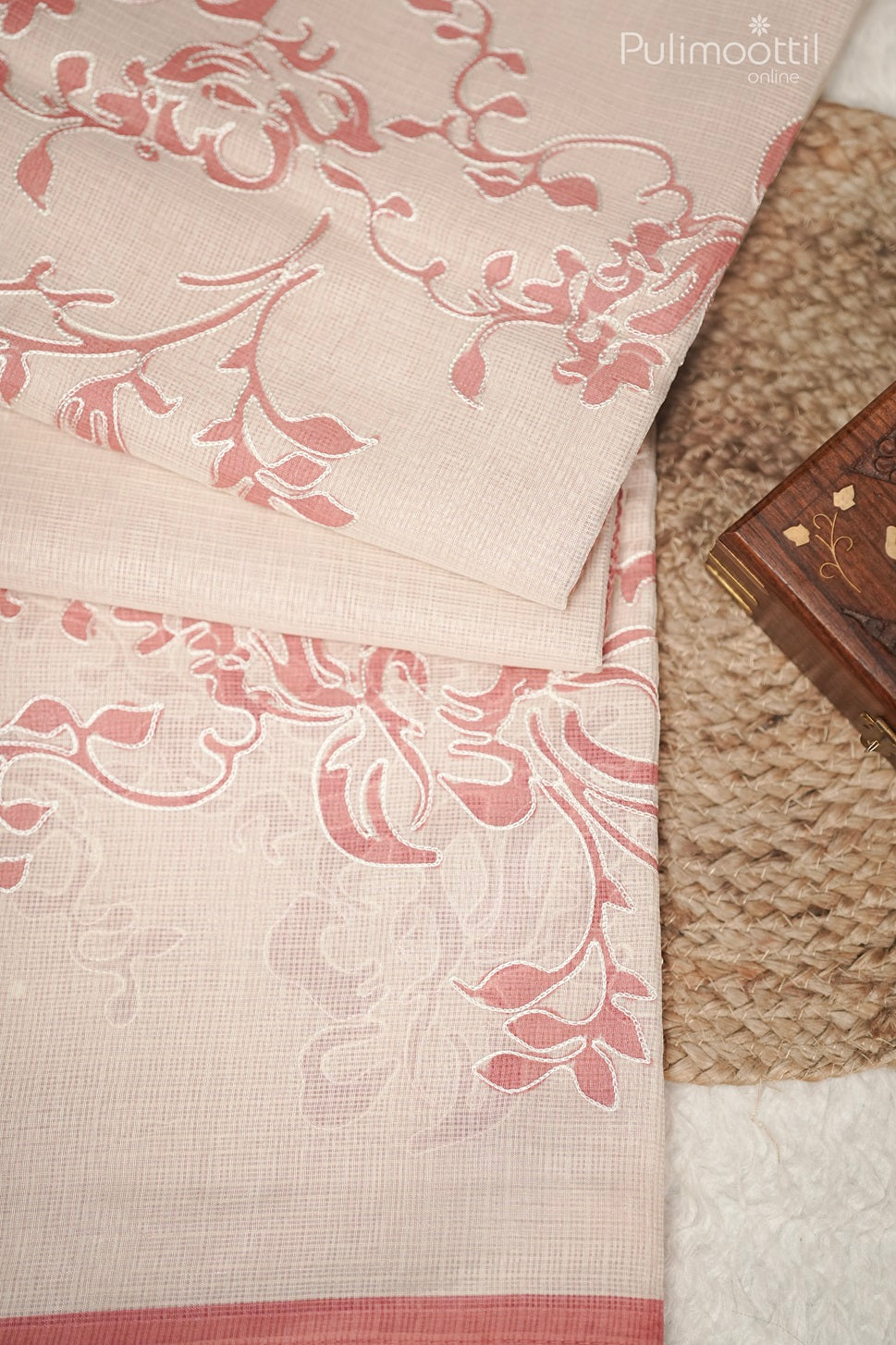 Cream Colour Net Kota Fancy Saree