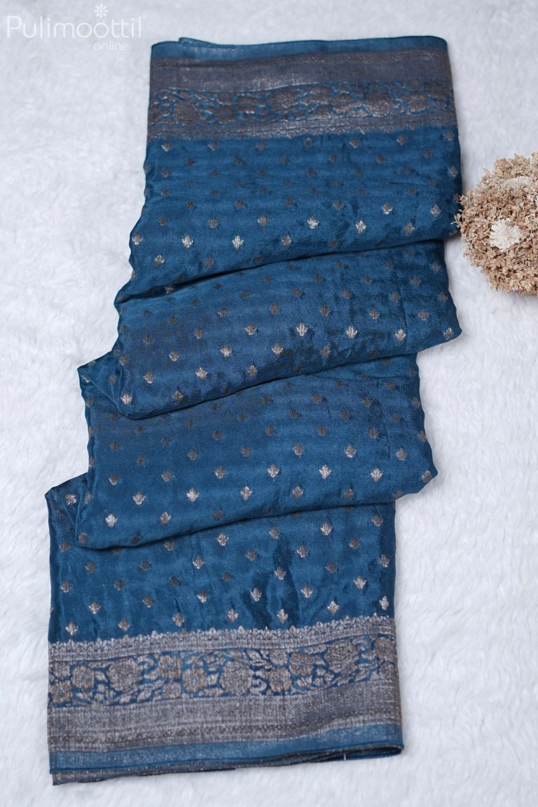 German Blue Colour Banarasi Saree