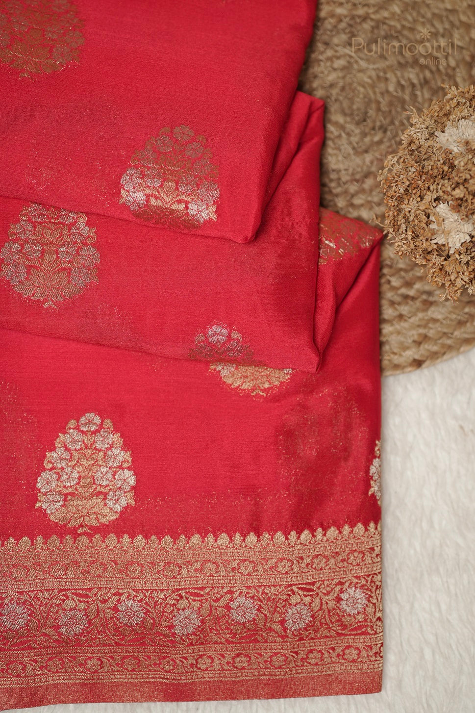 Chilly Red Colour Banarasi Silk Saree