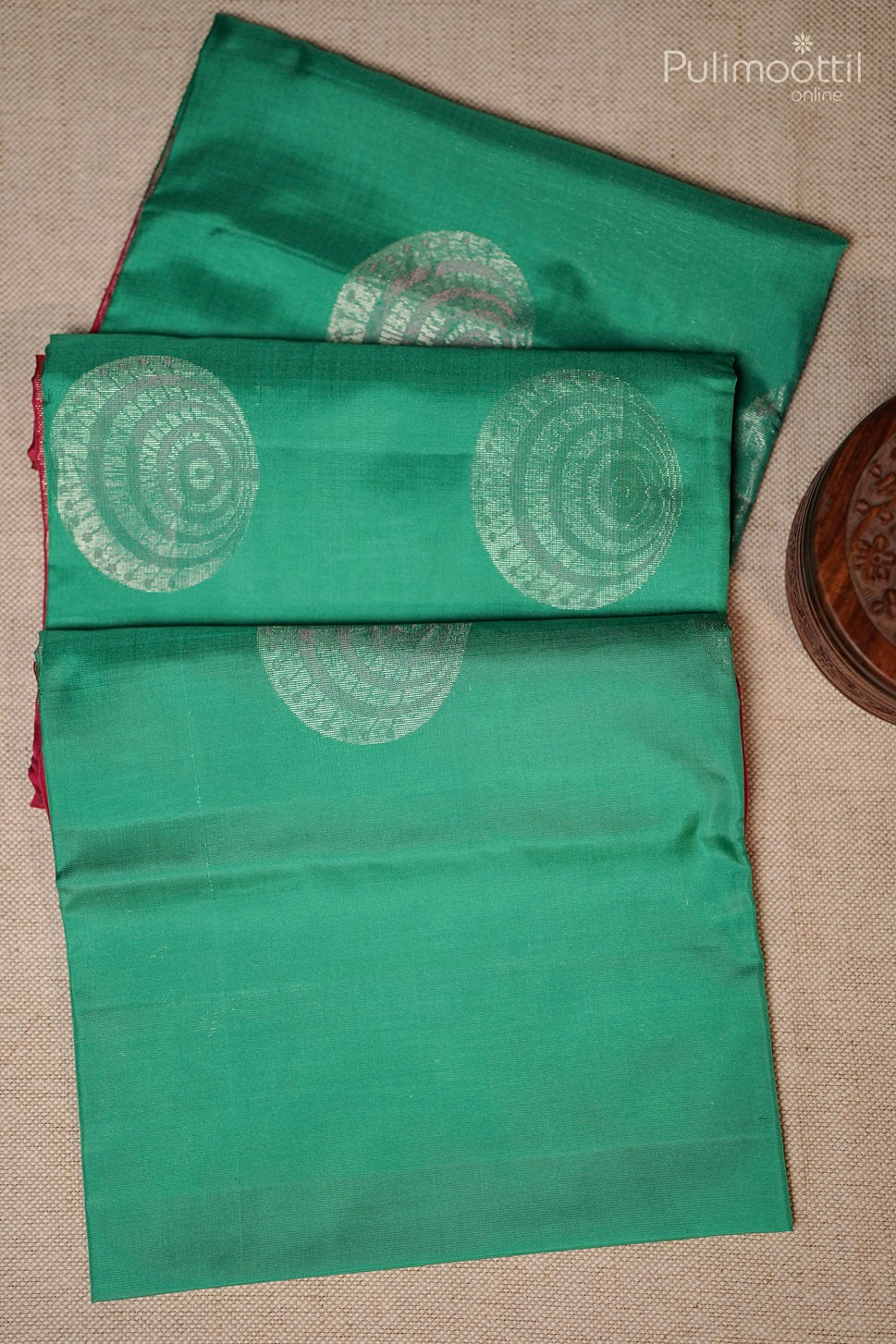 Peacock Green Kanchipuram Soft Silk Saree