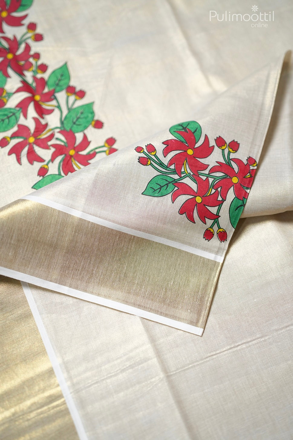 Kerala Traditional Golden Tissue Set Saree