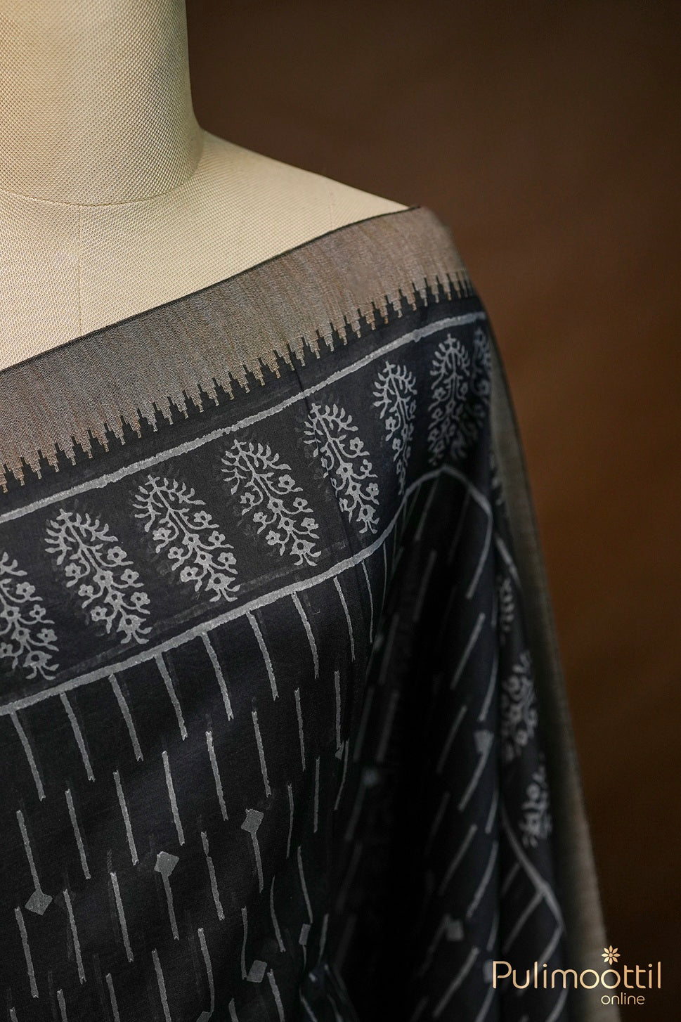 Black Chandheri Silk Saree.