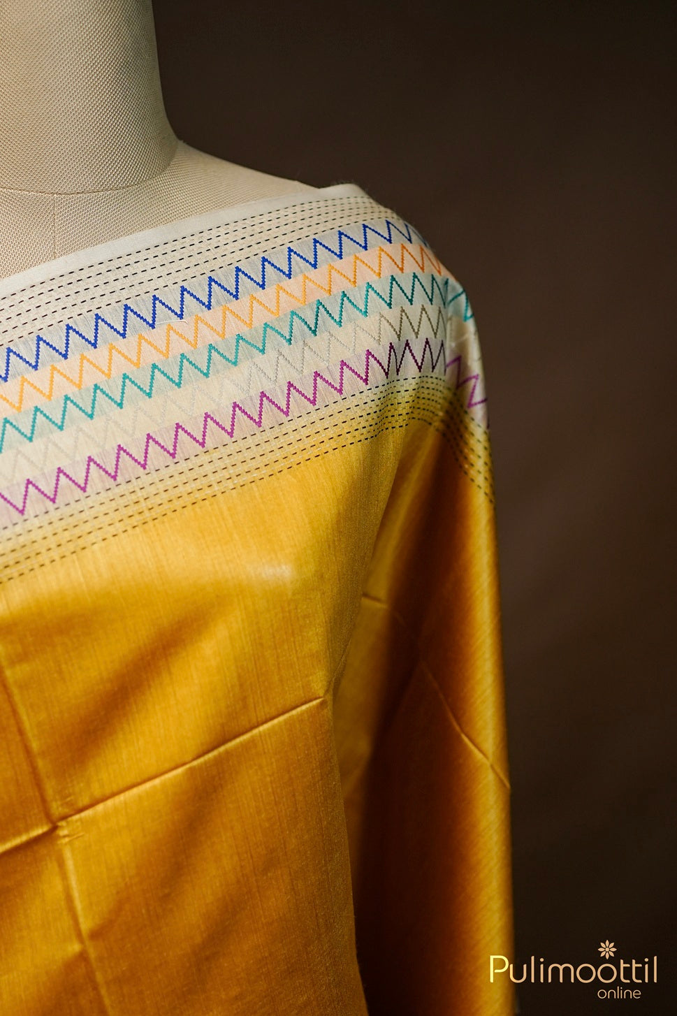 Mustard Yellow Tussar Silk Saree.