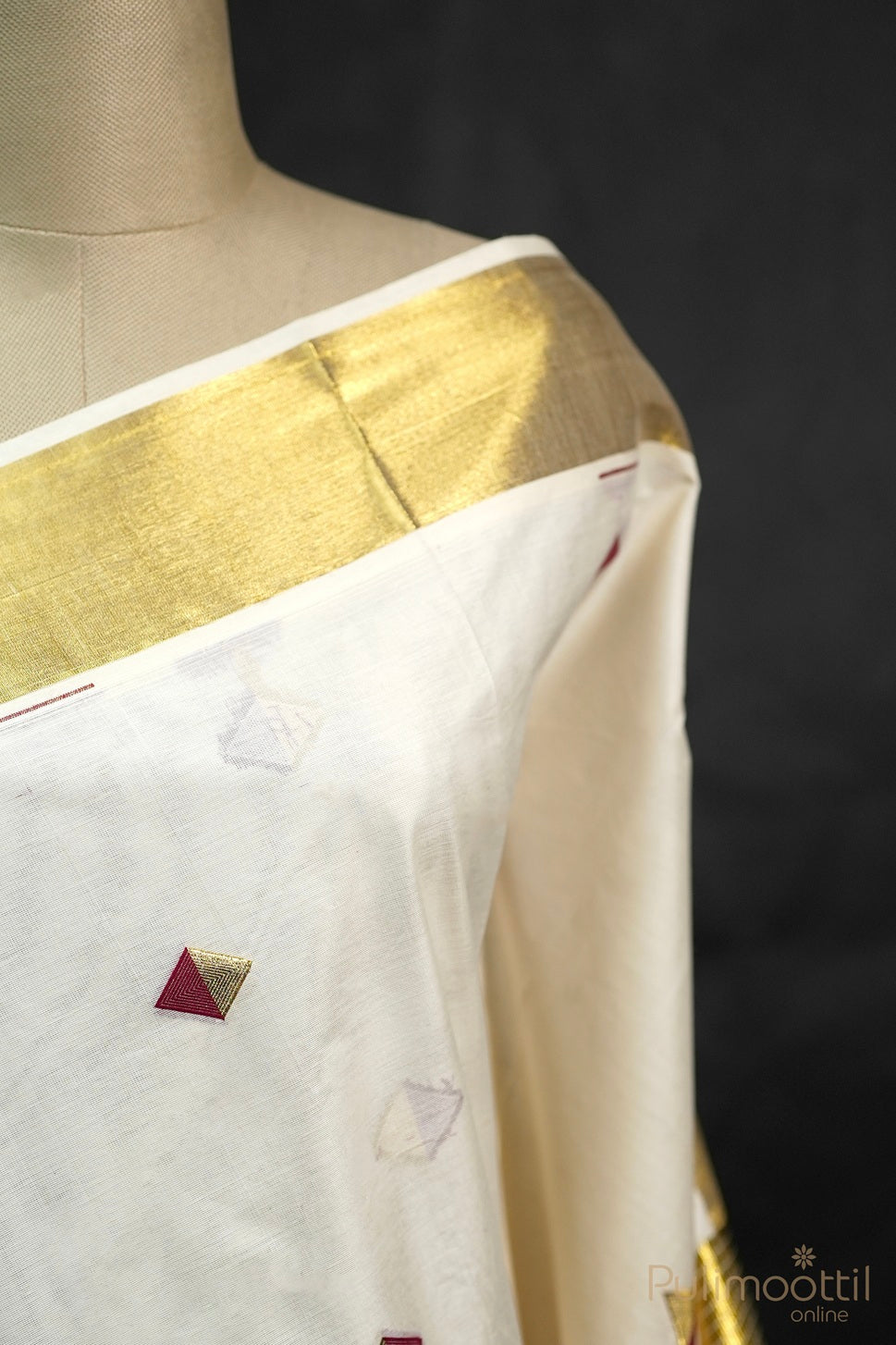 Kerala Cream Cotton Set Saree.