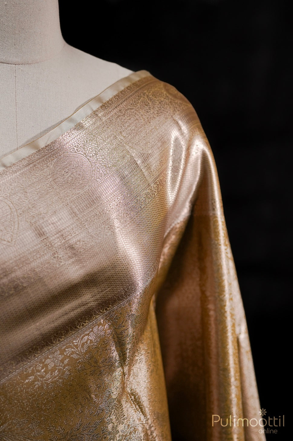 Golden Tissue Art Silk Wedding Saree.