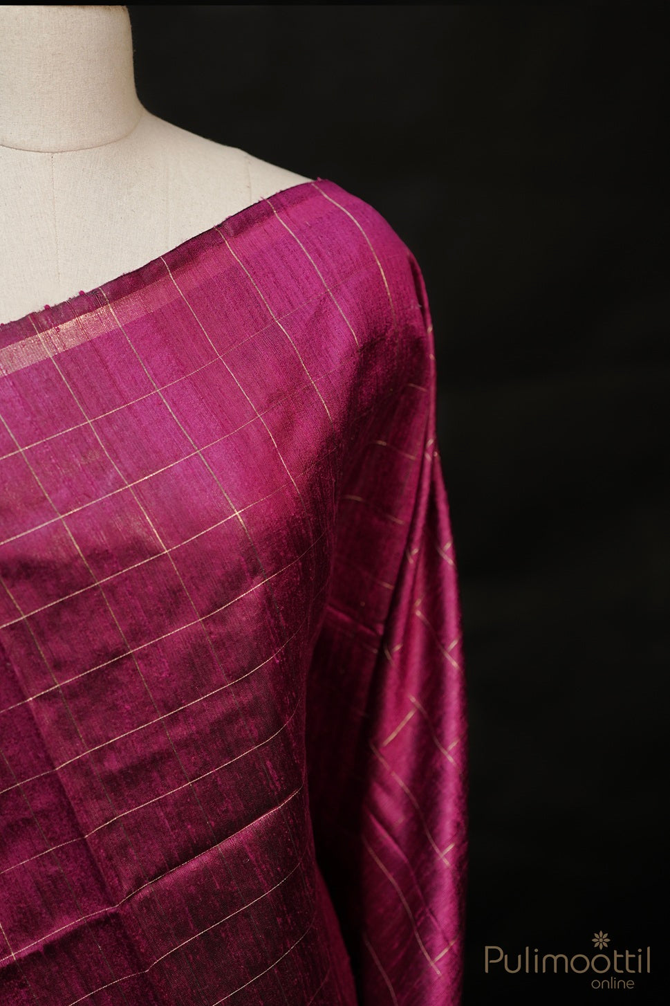 Dark Pink Colour Jute Silk Saree.