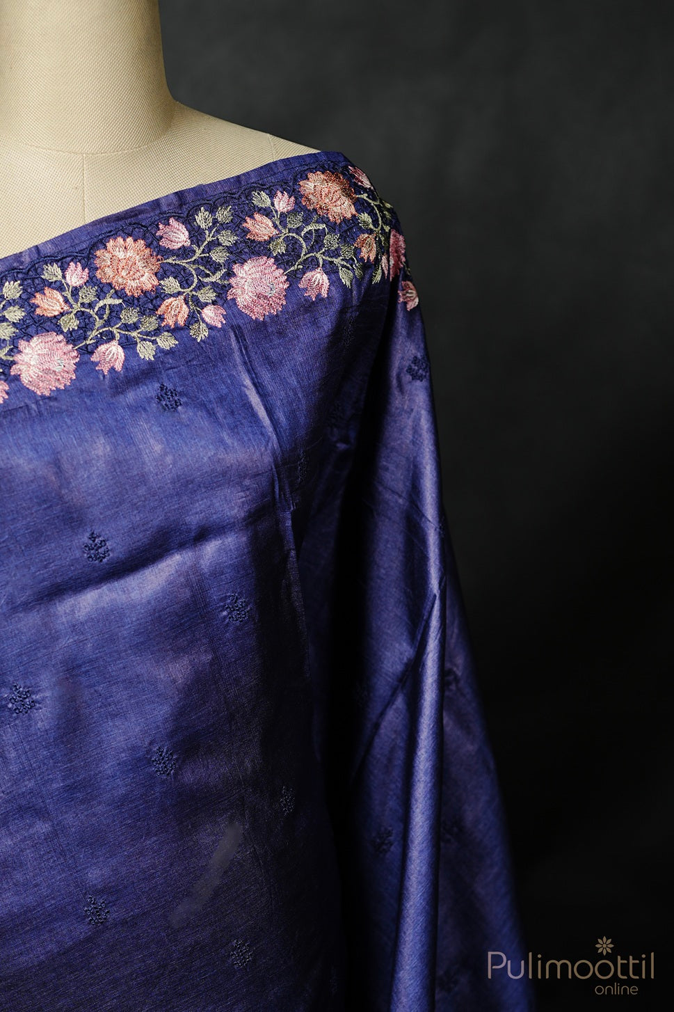Blue Colour Tussar Silk Saree.