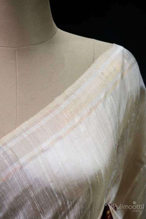 Off White Colour Pure JuteSilk Saree