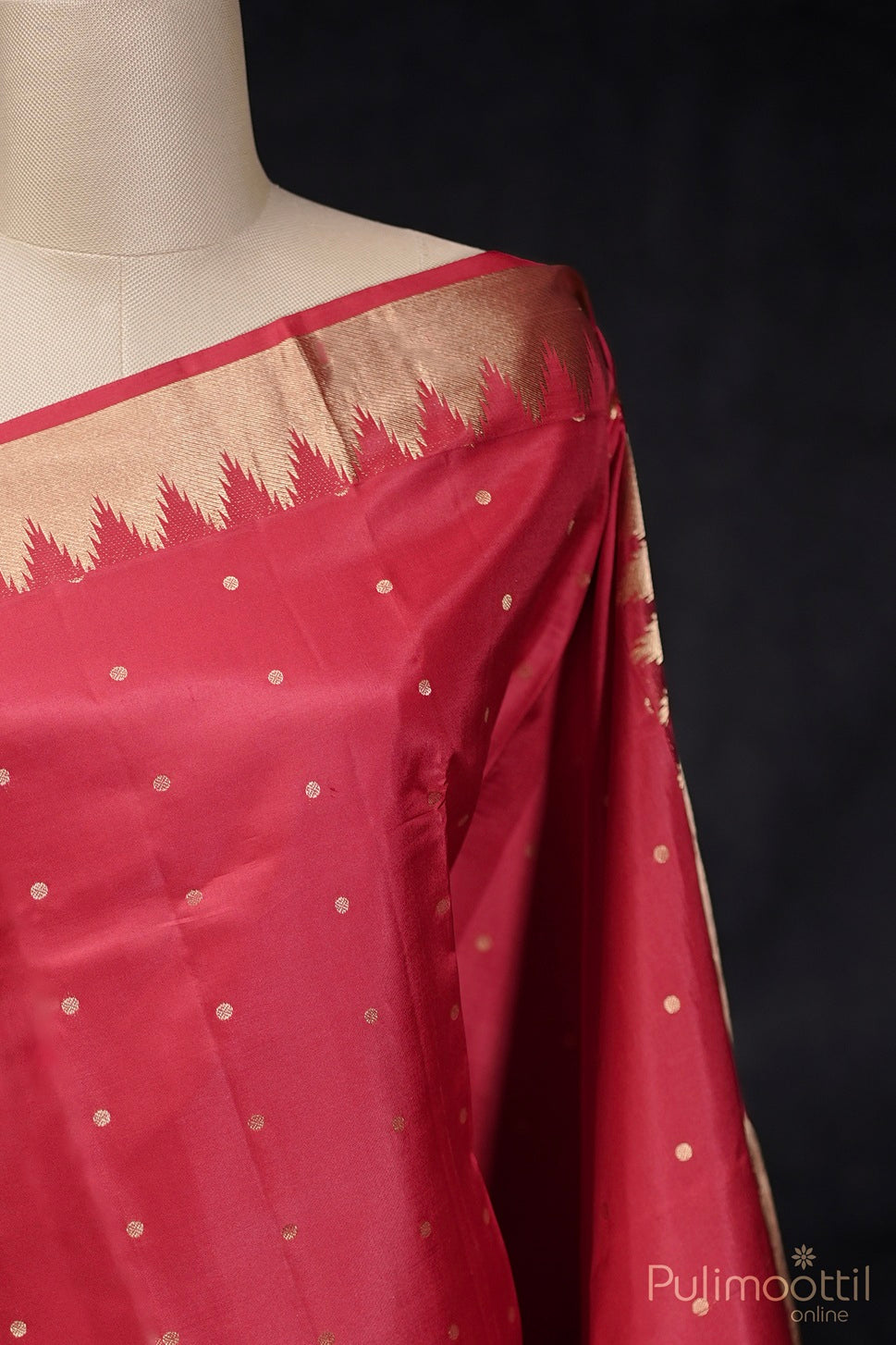 Chilly Red Kanchipuram Soft Silk Saree.