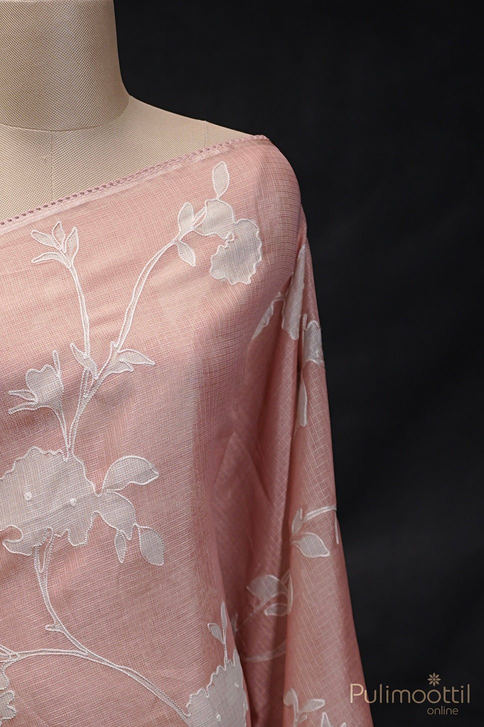 Light Peach Colour Netkottta Fancy Saree.