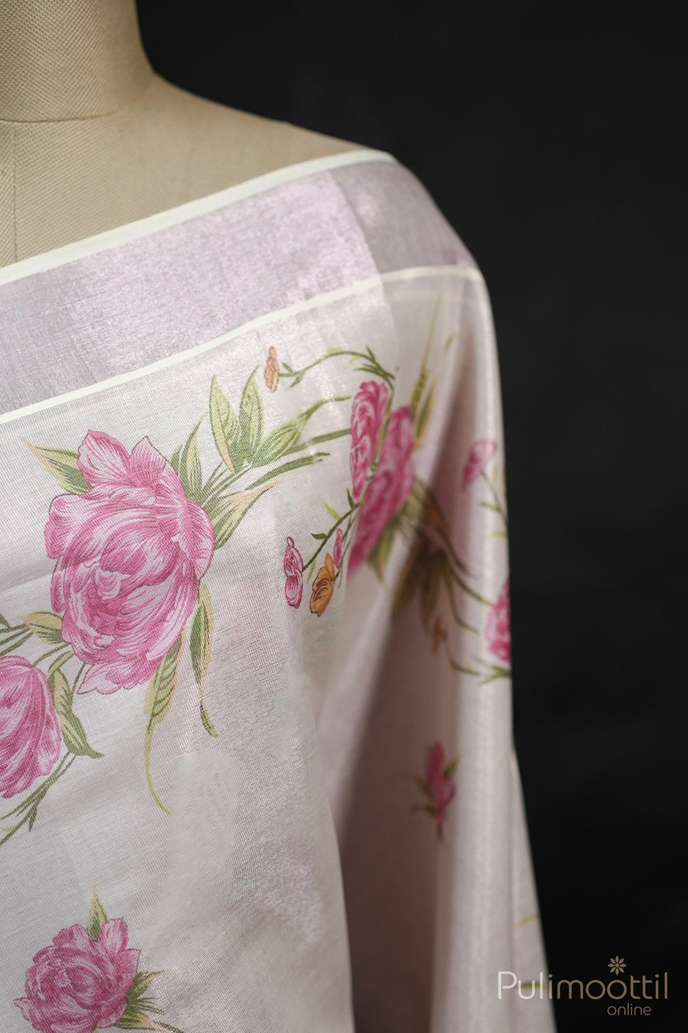 Silver Copper Mixed Tissue Set Saree.