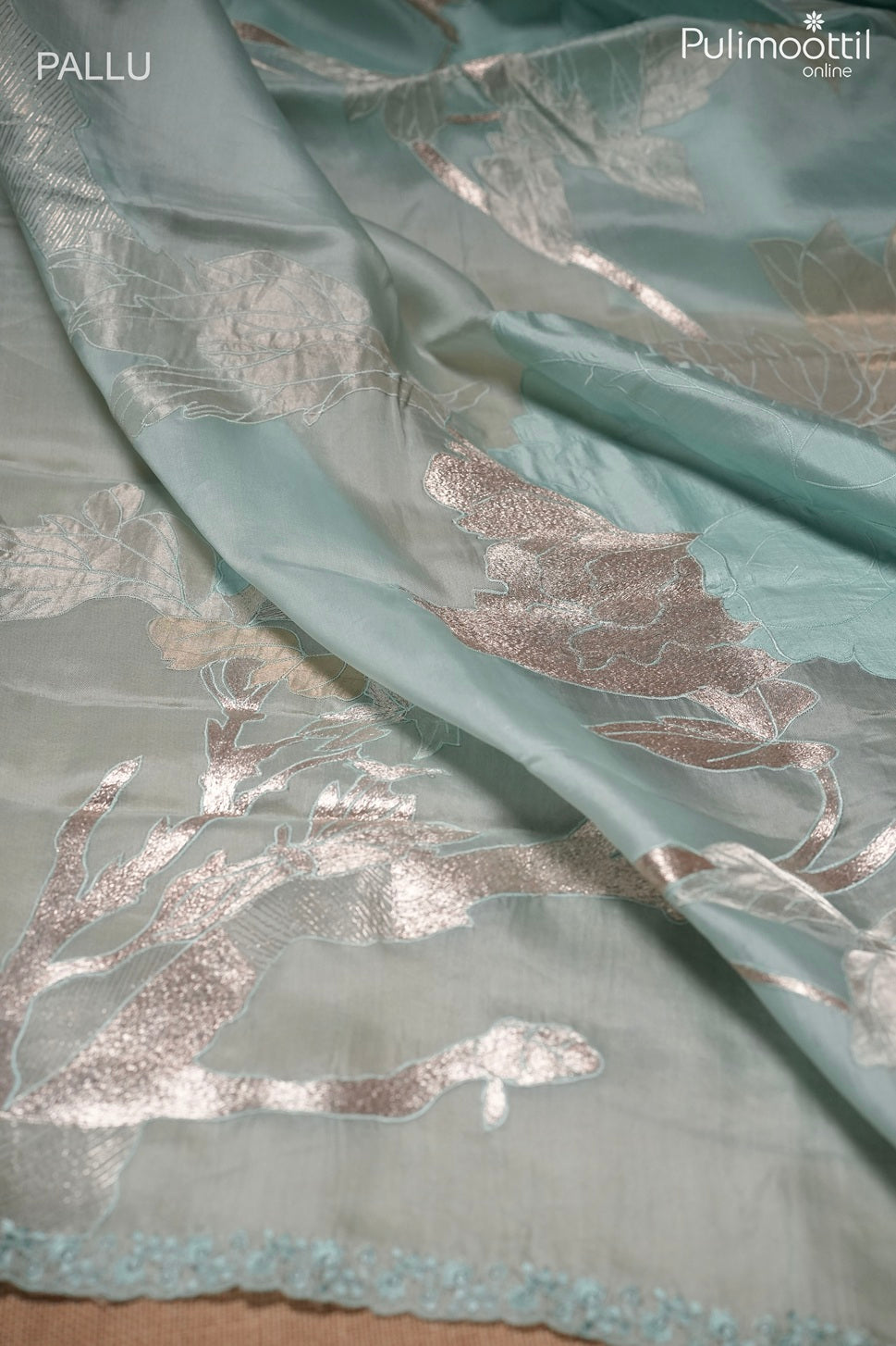 Light blue color organza saree
