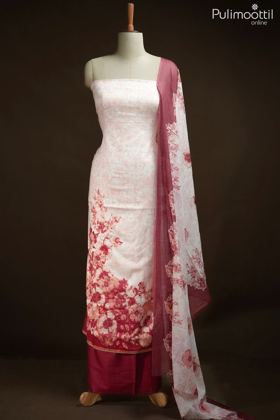 OFF WHITE SATIN COTTON UNSTITCHED SALWAR SET