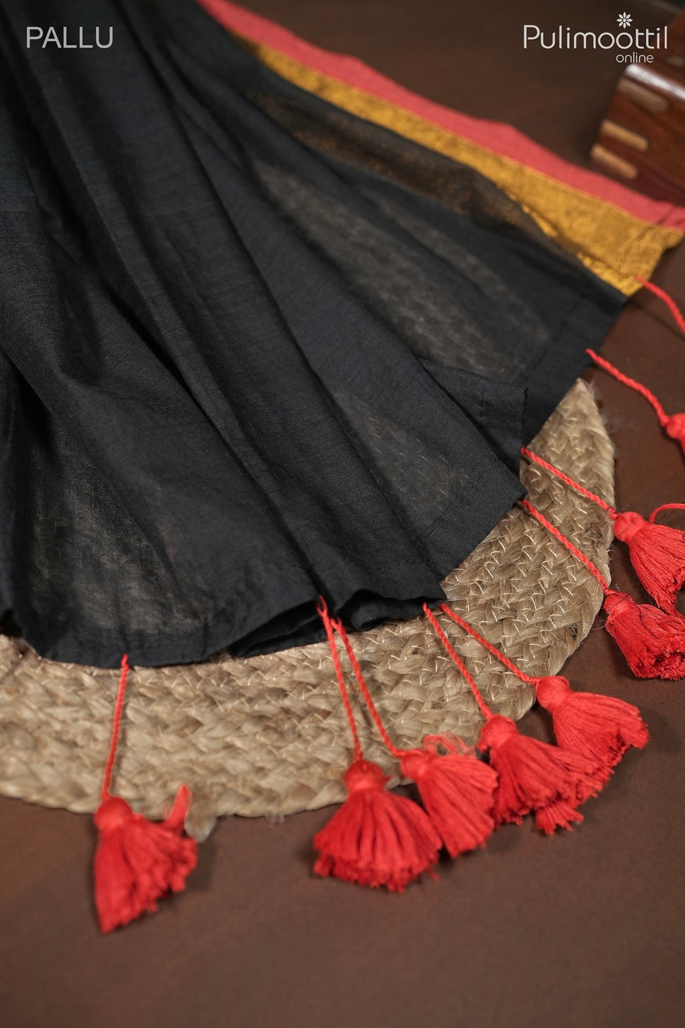 Black colour Mull Cotton saree