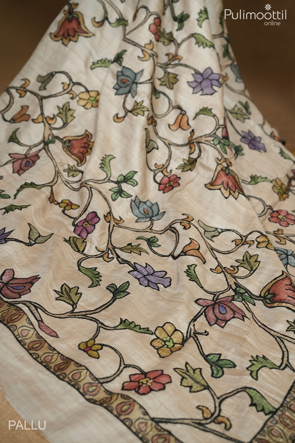 Ivory color jute silk saree
