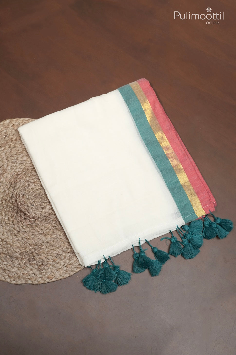 Off-white color Mul Cotton saree