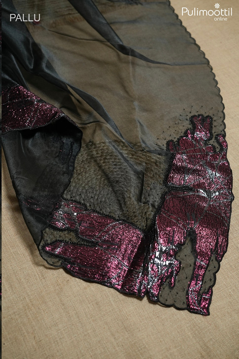 Black color organza fancy saree