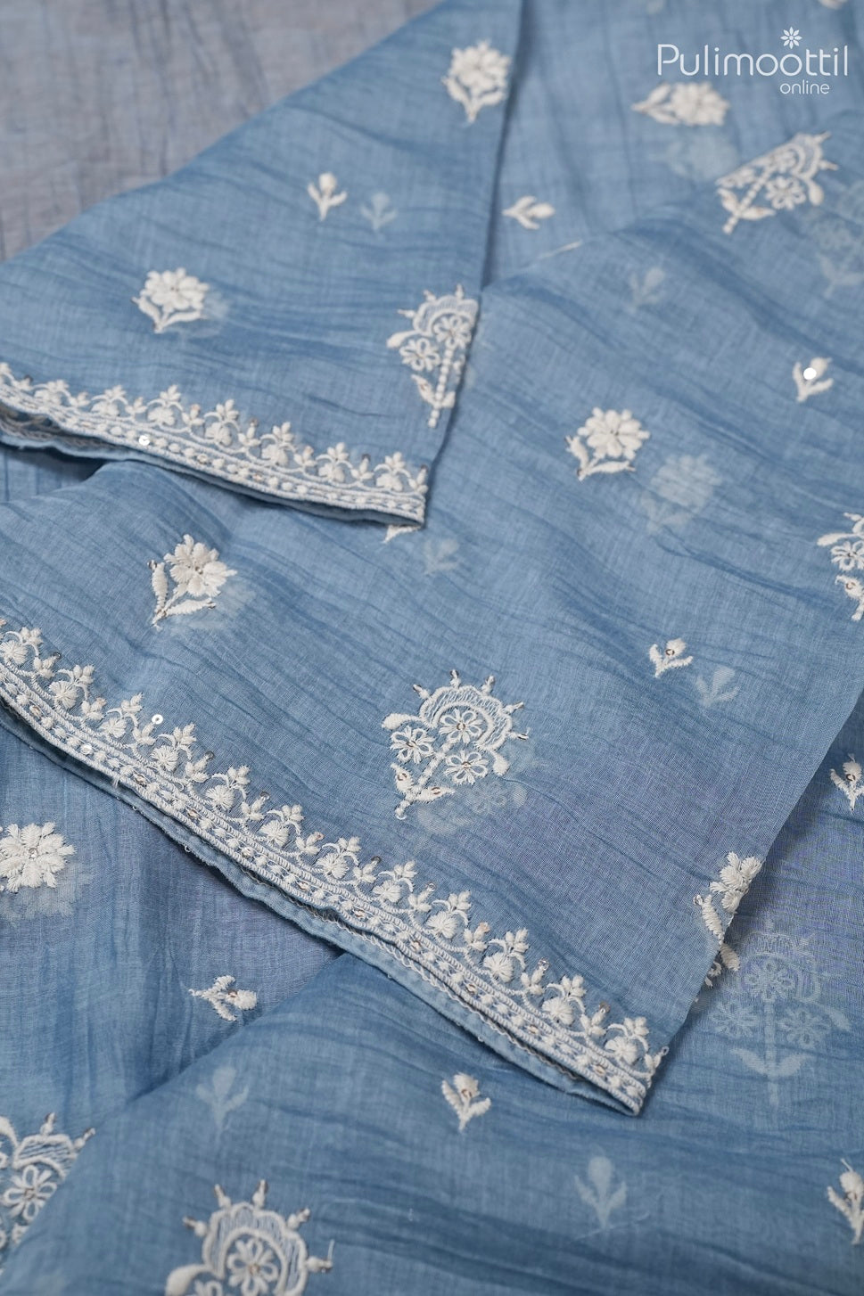 Ombre crushed Chanderi silk saree