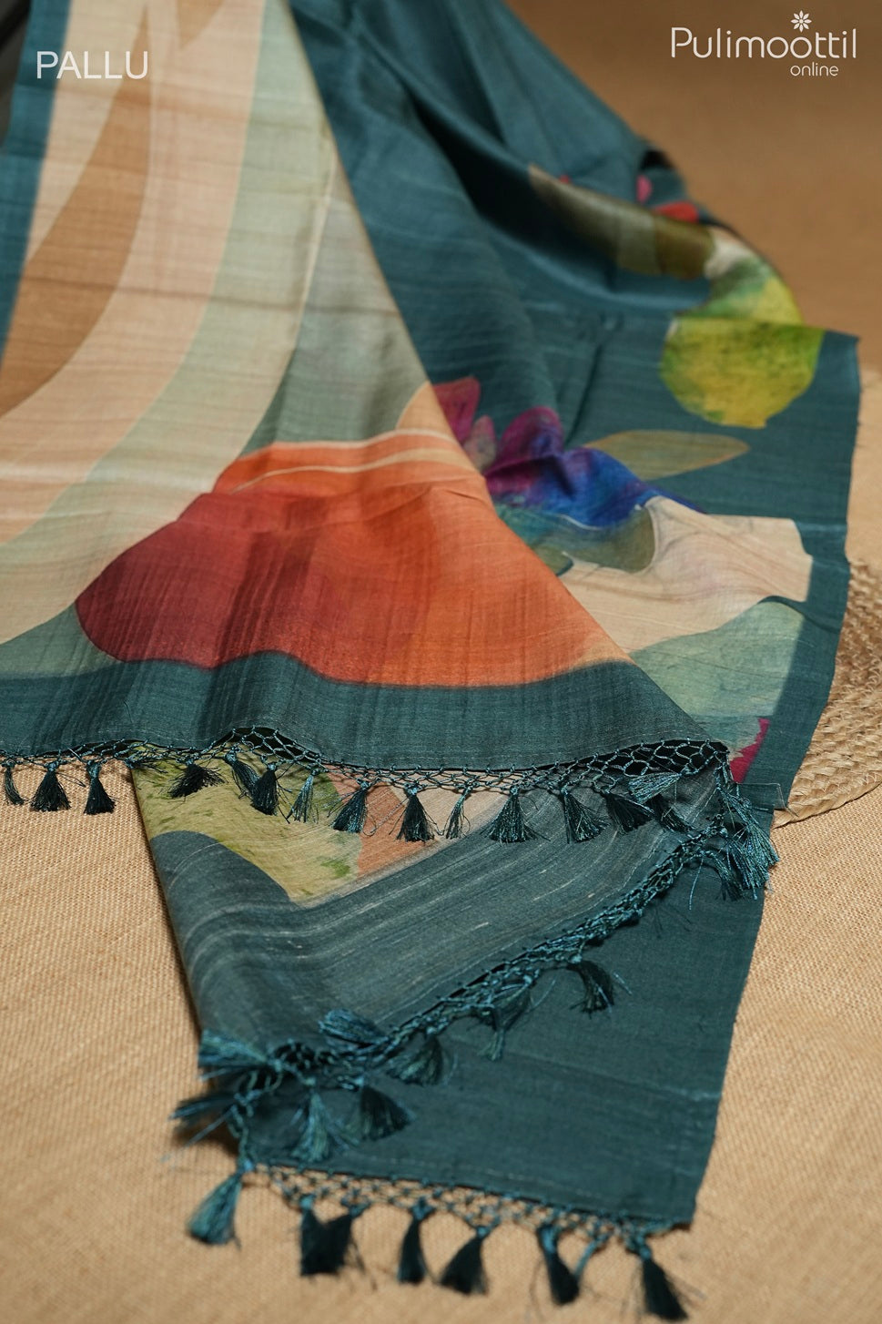 Multi color jute silk saree