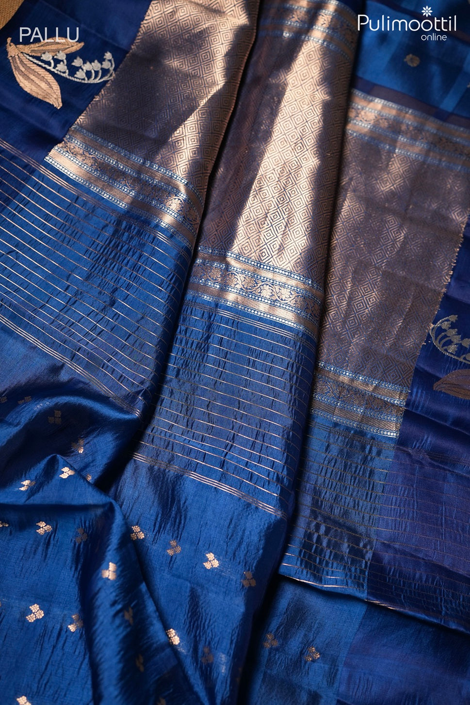 Dark sky blue color Mango silk saree