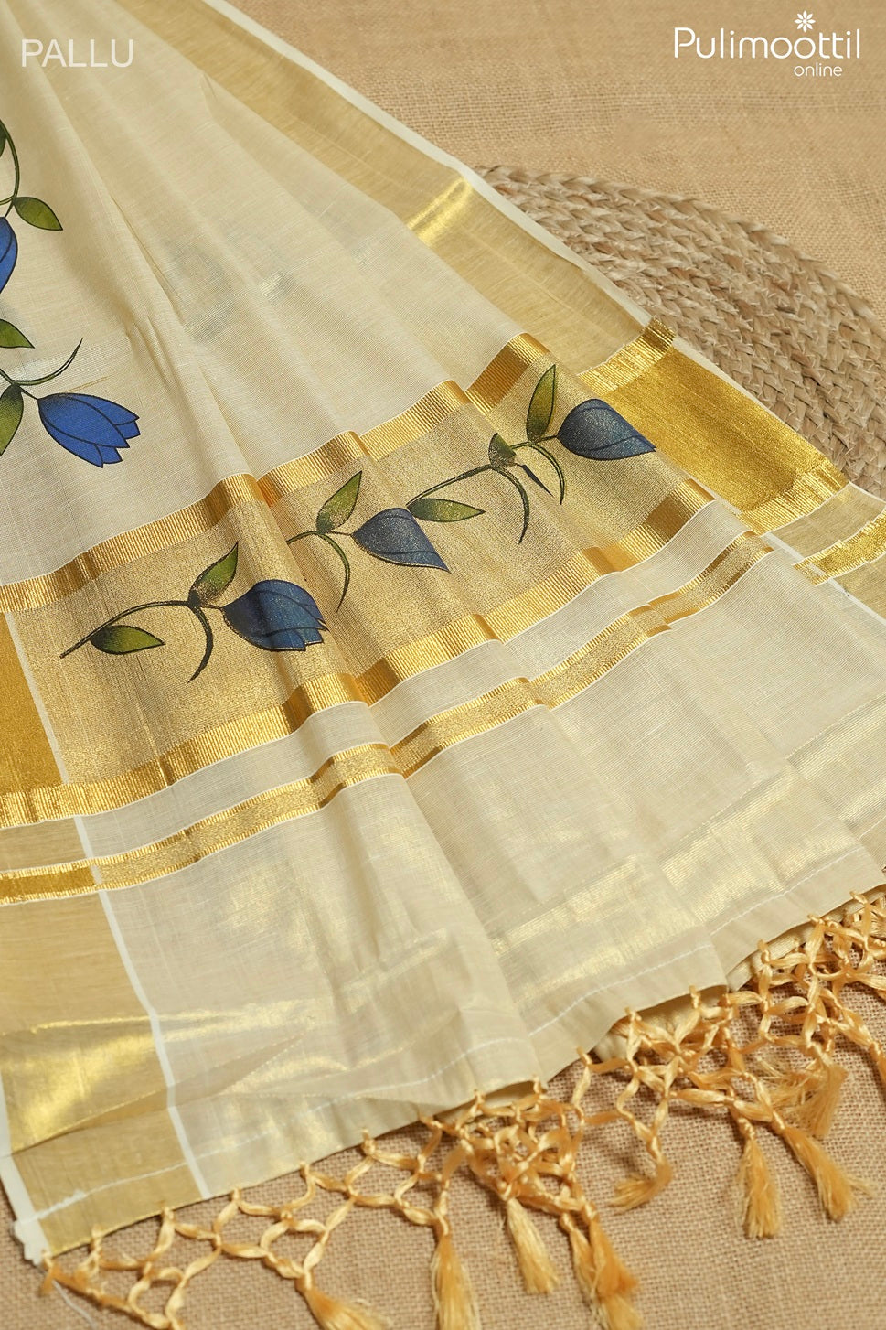 Kerala traditional golden tissue set saree