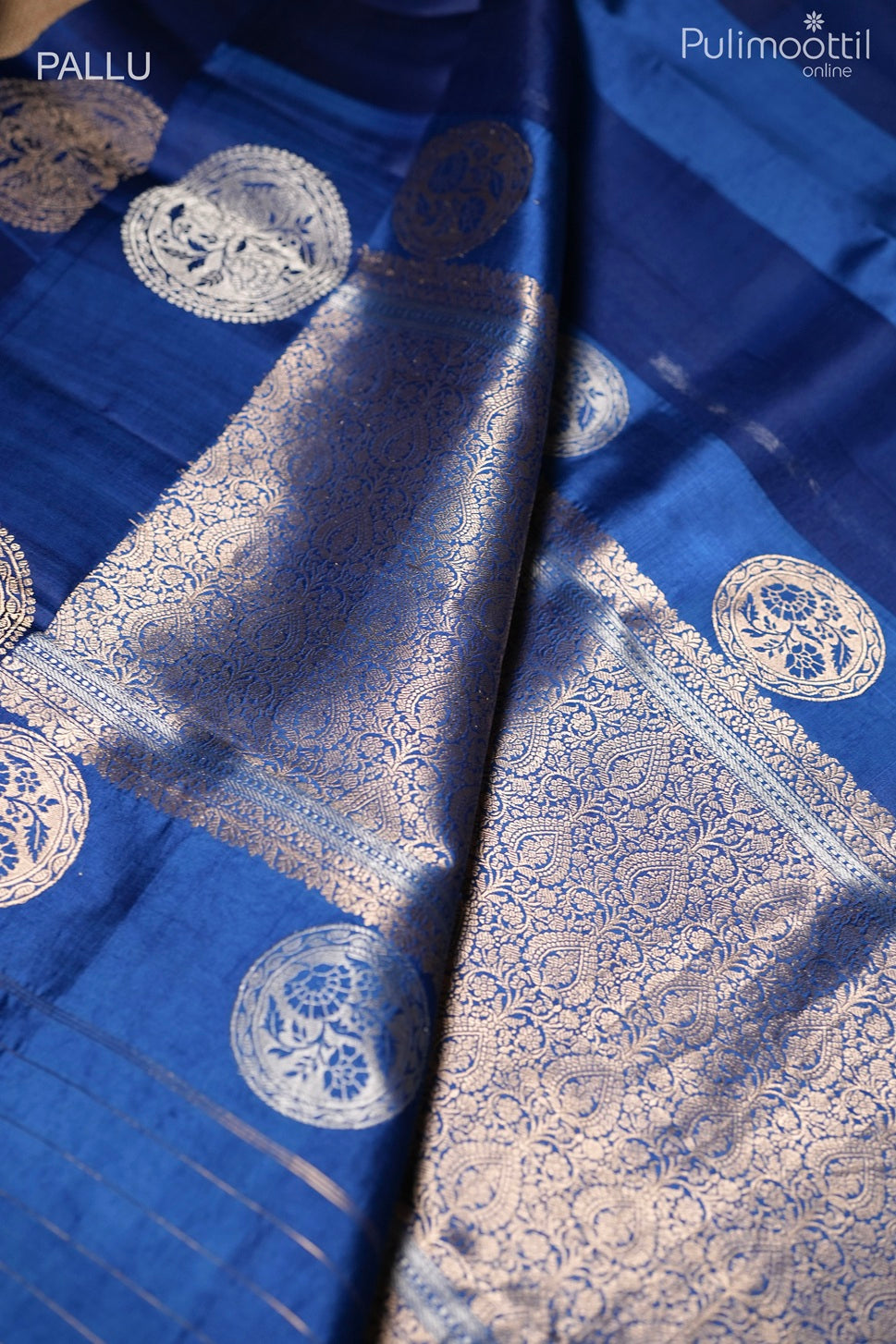 Dark sky blue color Mango silk saree