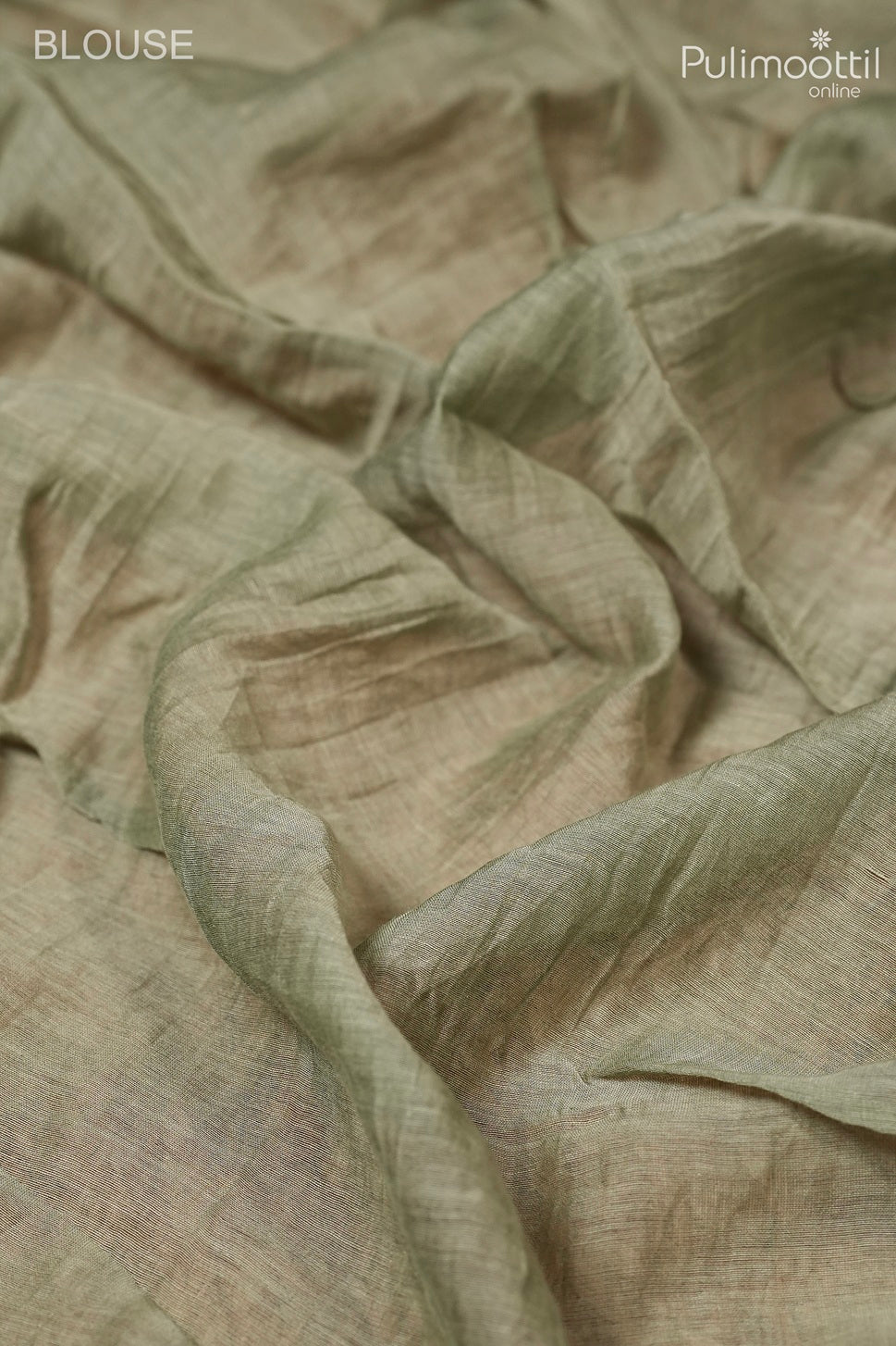 Sage green color Chanderi silk saree