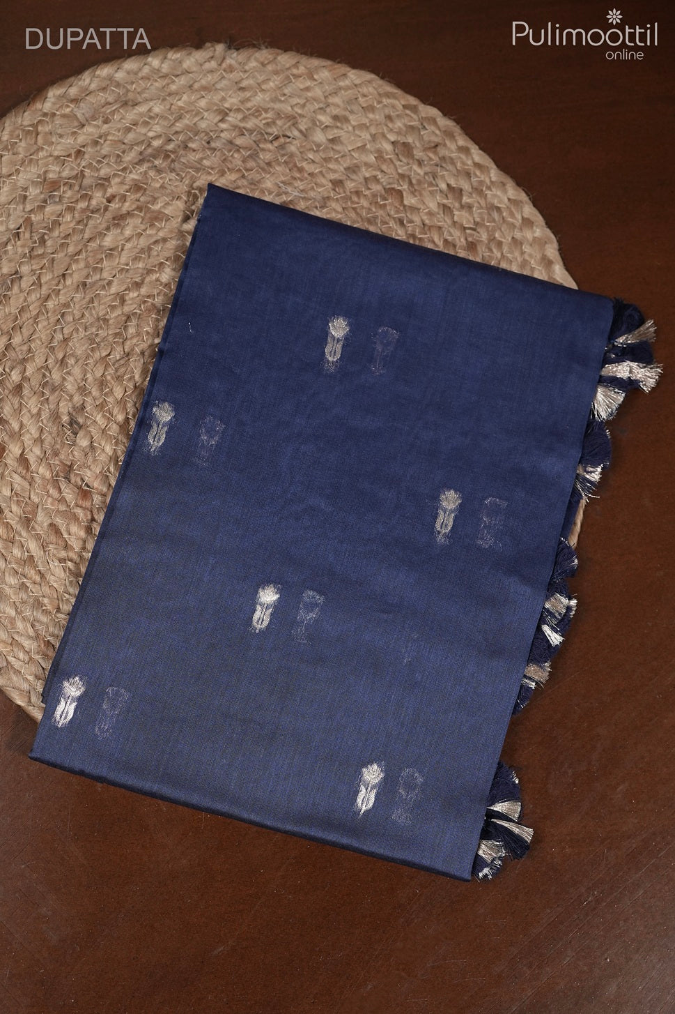 Blue Chanderi Silk Unstitched Salwar Set